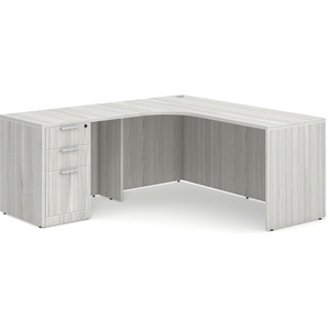 CLALD1005L- Left-Handed Classic L-Shape Workstation 66" W x 24" D with 42" Return and Box/Box/File Pedestal- Silver Birch