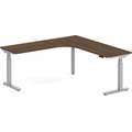 Enhance Electric Height-Adjustable L-Shape Desk with Left Radiused Corner 72" X 72" - Modern Walnut with Silver Base