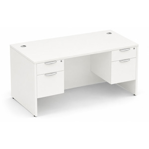 CLASD1027- Classic Desk 66" W x 30" D with Two Hanging Pedestals- White