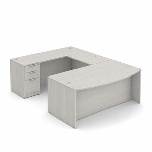 CLAUD1002 Executive Bowfront 71" X 112" Desk- Silver Birch