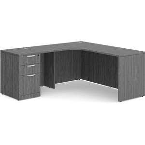 CLALD1005L- Left-Handed Classic L-Shape Workstation 66" W x 24" D with 42" Return and Box/Box/File Pedestal- Newport Gray