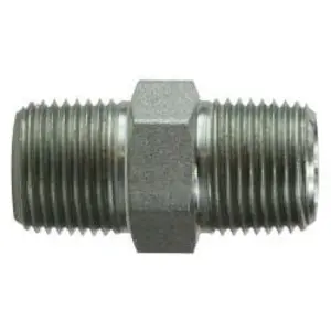 Hex Nipple, 3/4 in MPT x 3/8 in MPT, Steel