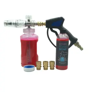 HydroJet Clear Foam Cannon, MTM Hydro SG28 Spray Gun, Soap, and Brass Fittings