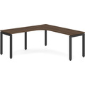 Elements Radius Desk 72" x 72" with Left Return - Modern Walnut with Black Legs