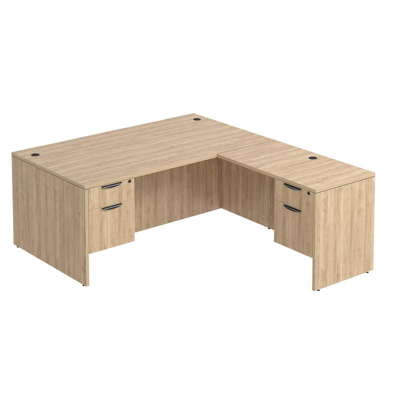 Classic L-Shape Desk 78" x 71" with 2 Box/File Pedestals - Aspen