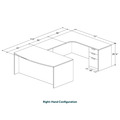 Classic Right Hand U-Shape Bowfront Workstation 112" x 71" with Full Pedestal - Cherry