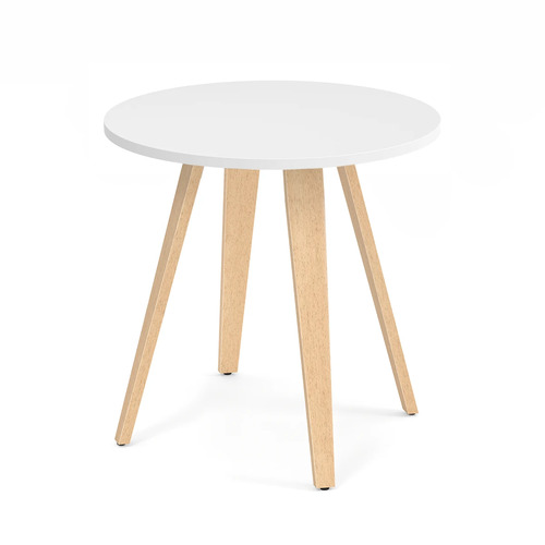 Signature Round Meeting Table 30" - White with Natural Oak Wood Legs