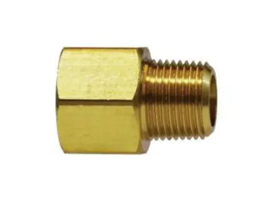 Extender Adapter, 1/2-in FNPTF x 3/8-in MNPTF, 1.47 in, Brass
