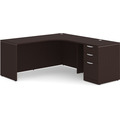 Classic L-Shape Workstation 66" x 66" with Right Hand Return and Box/Box/File Pedestal - Espresso