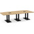 10' Classic Boat Shape Conference Table with Palmer Base - Aspen Top, Black Base
