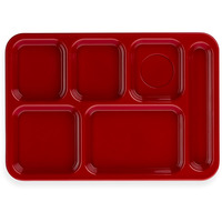 Carlisle 614R05 Right-Hand 6-Compartment ABS Tray 10" x 14", Red