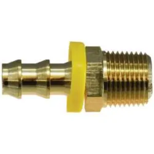 Straight Adapter, 1/4 in Push-On Hose Barbed x 1/2 in MNPTF, Brass