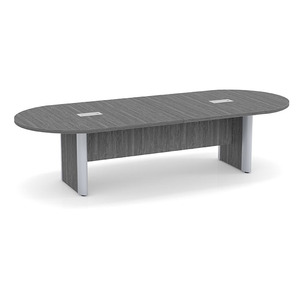 10ft Racetrack, accent base Conference Table: NEWPORT GRAY w/SILVER CLPRT3137NNPGNPGSIL