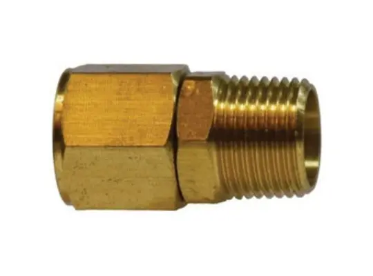Pipe Straight Swivel Adapter, 1/8 in MNPTF x 1/8 in FNPTF, 1.1 in, Brass