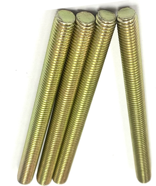 1/4" - 28 X 2" FULLY THREADED STRAIGHT ROD SAE J429 GR 8 ZINC TRIVALENT YELLOW