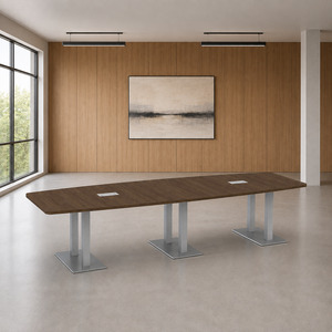PALBS4238NBRUSHED - 12 ft. Classic Boat Shape Conference Table with brushed Palmer Base