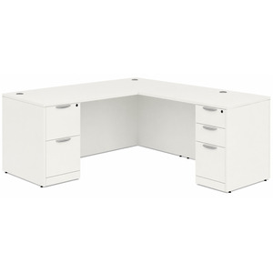 CLALD1040- Classic L-Shape Desk 66" W x 30" D with 47" Return and 2 Full Pedestals- White
