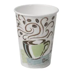 8 OZ INSULATED TAN PAPER HOT CUP, PERFECTOUCH, COFFEE DESIGN, 5338CD, 1000/CS