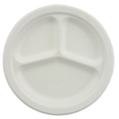 Chinet Classic 10-1/4" Dia, 3 Compartment Plate