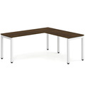 Elements L-Shape Desk 66" x 72" x 24"D - Modern Walnut with White Legs