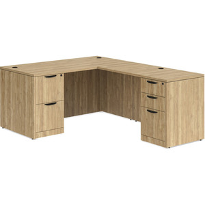 CLALD2040- Classic L-Shape Desk 66" W x 30" D with 42" Return and 2 Full Pedestals- Aspen