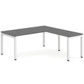 Elements L-Shape Desk 78" x 72" x 36"D - Newport Grey with White Legs