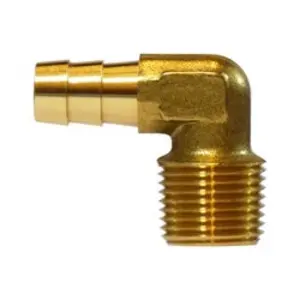 90-deg Male Elbow, 5/16-in Hose Barb x 1/8-in Male NPTF, Brass