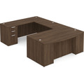 Classic Plus U-Shape Bowfront Executive Workstation 114" x 71" with Box/Box/File Pedestal - Modern Walnut