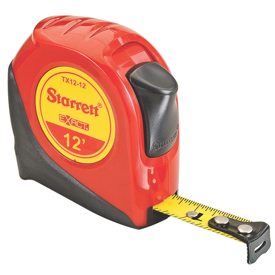 STARRETT KTX12-12-N Exact 1/2'' x 12' English Pocket Tape, Graduated in 1/16''