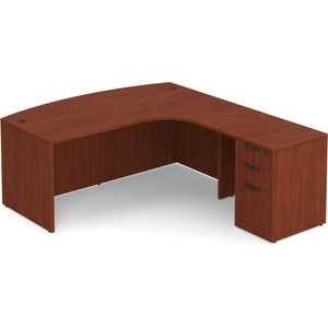 CLALD1008R- Right-Handed Bowfront L-Desk 71" W x 36" D with 47" Return and Box/Box/File Pedestal- Cherry
