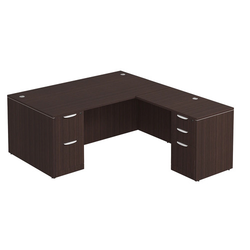 Classic L-Shape Desk 78" x 71" with 2 Full Pedestals - Espresso