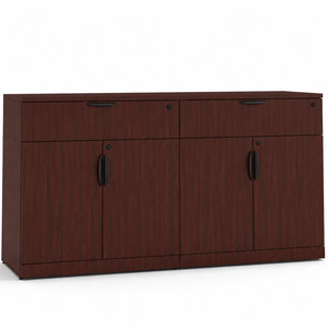CLAST1023N, Lateral Storage Credenza with Double Buffet Drawers - Mahogany