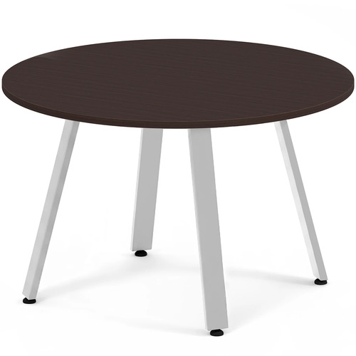 Signature Round Meeting Table 48" - Espresso with Silver Metal Legs