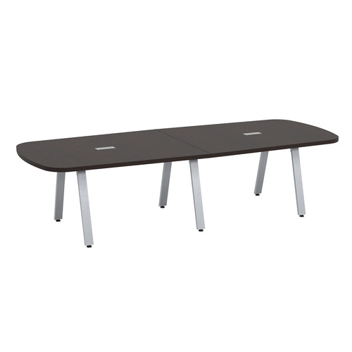 Signature Arena Conference Table 10 Foot - Espresso with Silver Metal Legs