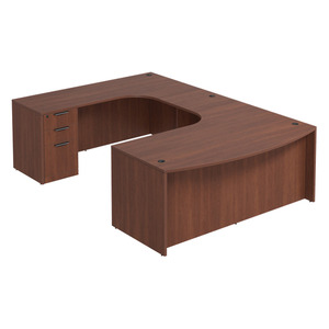 CLAUD1013 Left Executive Bowfront 71" X 120" Desk- Cherry