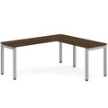 Elements L-Shape Desk 72" x 60" x 24"D - Modern Walnut with Silver Legs