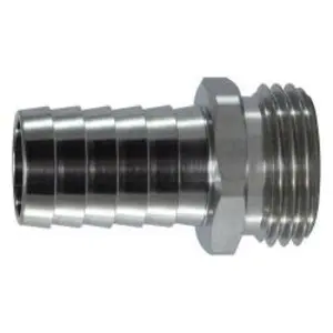 Garden Hose Swivel Adapter, 5/8 in Hose Barbed x 3/4 in MGH, Stainless Steel