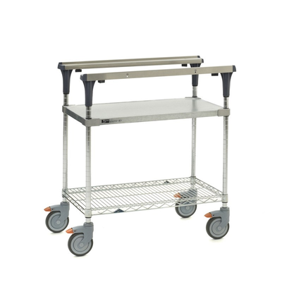 Metro MS1830-FGBR PrepMate MultiStation 30" Prep Station, Solid Galvanized top shelf and Brite Zinc Wire bottom shelf with Chrome posts