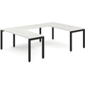 Elements U-Shape Desk 102" x 72" - Silver Birch with Black Legs