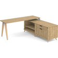 Signature L-Shape Desk 71" x 72" - Aspen with Natural Oak Legs and Silver Hardware