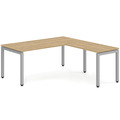 Elements L-Shape Desk 72" x 72" x 36"D - Aspen with Silver Legs