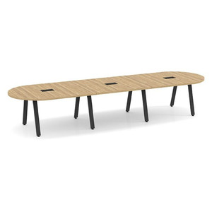 SIGRT3168N-METAL - 14 ft. Signature Racetrack Conference Table with Black Metal VA Legs