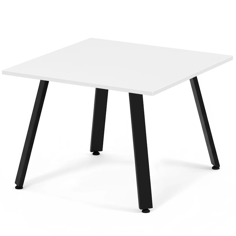Signature Square Meeting Table 42" - White with Black Metal Legs
