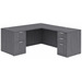 CLALD2040- Classic L-Shape Desk 66" W x 30" D with 42" Return and 2 Full Pedestals- Coastal Gray