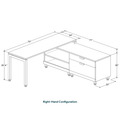 Elements L-Shape Workstation 71" x 72" x 24"D with Personal Storage Credenza - White with Black Legs