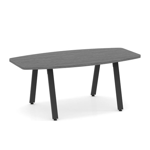 Signature Boat-Shape Conference Table 6 Ft - Newport Grey with Black Metal Legs