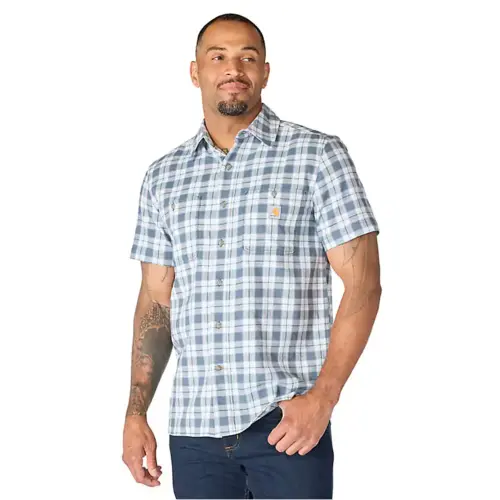 CARHARTT 107272 - M Bozeman Relaxed SS Plaid Shirt - Iron Blue