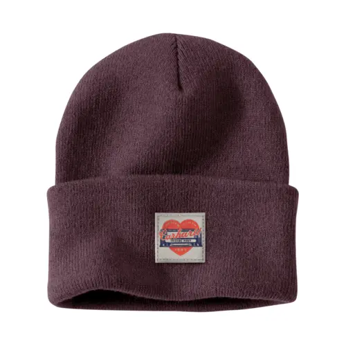 CARHARTT 107409 - Women's Knit Heart Patch Beanie - Deep Cherrywood