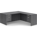 Classic L-Shape Desk 78" x 71" with 2 Box/File Pedestals - Newport Grey