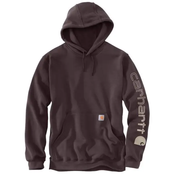 CARHARTT K288 - Loose Fit Midweight Logo Sleeve Graphic Sweatshirt - Dark Sepia/Oat Milk